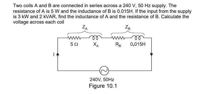 Solved Two Coils A And B Are Connected In Series Across A | Chegg.com