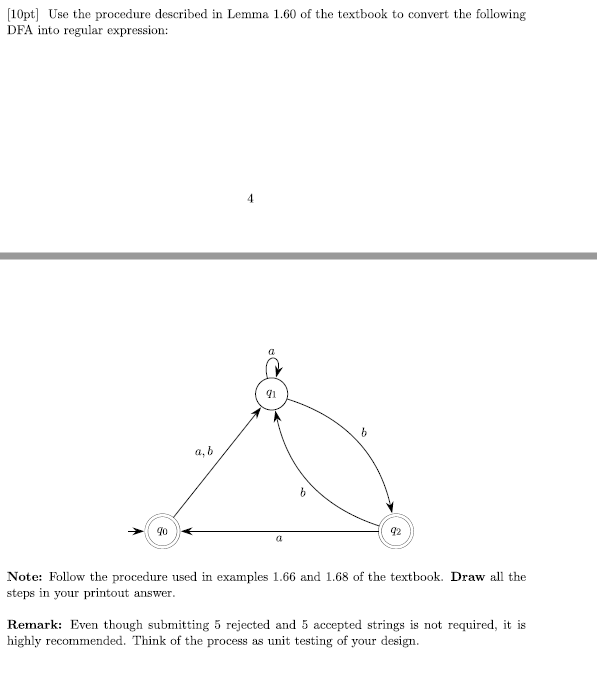 Solved (10pt] Use the procedure described in Lemma 1.60 of | Chegg.com