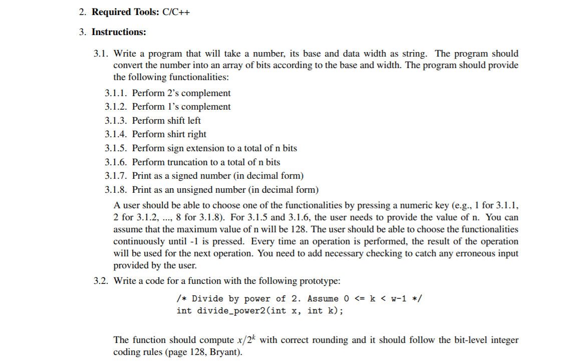 2. Required Tools: C/C++ 3. Instructions: 3.1. Write | Chegg.com
