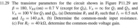 .29 The transistor parameters for the circuit shown | Chegg.com