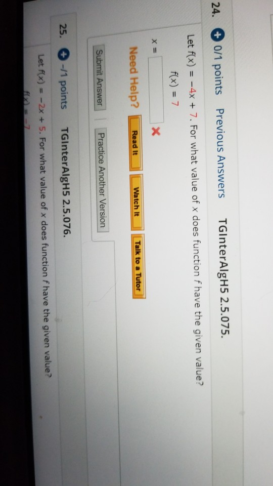 Solved 24. + 0/1 points Previous Answers TGInterAlgh5 | Chegg.com