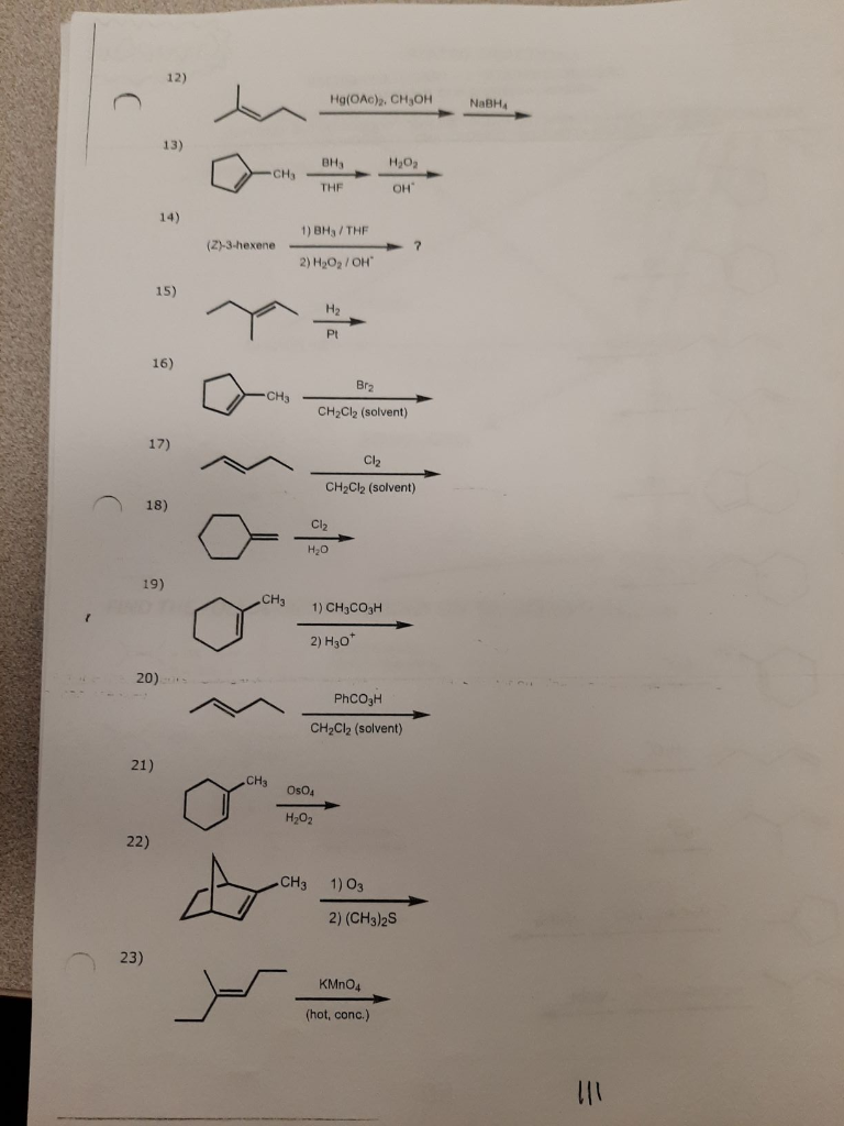 Solved ORGANIC CHEMISTRY I PRACTICE EXERCISE Alkene | Chegg.com