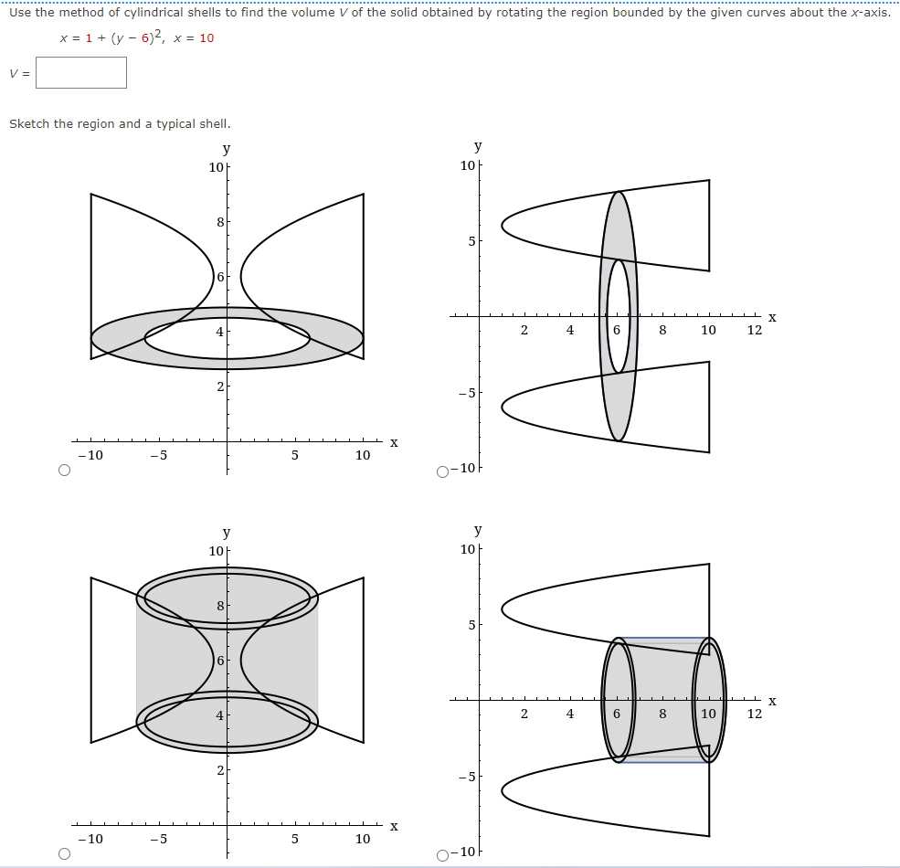 Solved Use the method of cylindrical shells to find the | Chegg.com