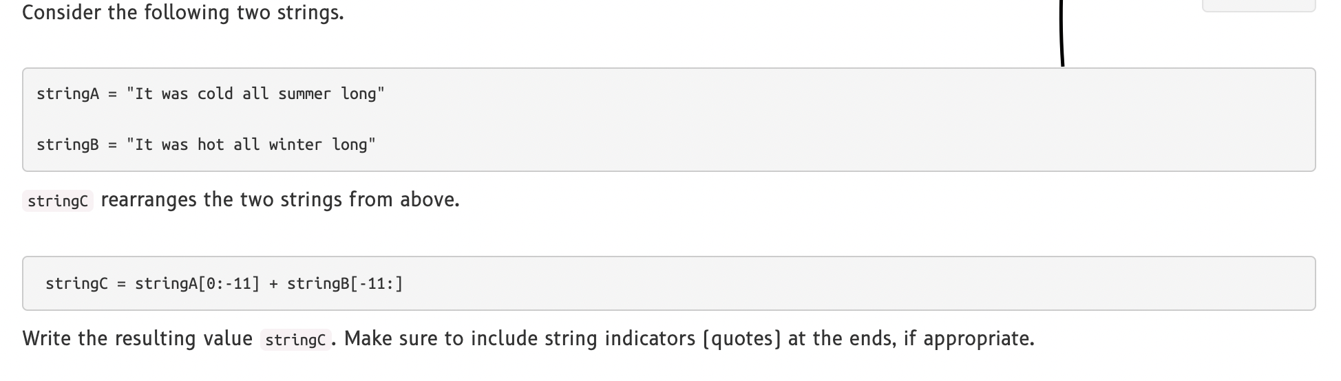 Solved Consider the following two strings. stringA = "It was | Chegg.com