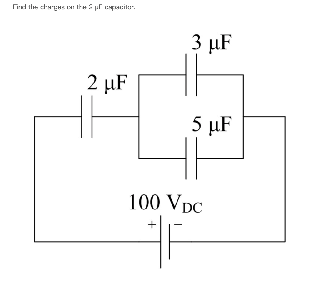 Solved Find the charges on the 2 pF capacitor. 3 uF 2 ur 5 F | Chegg.com