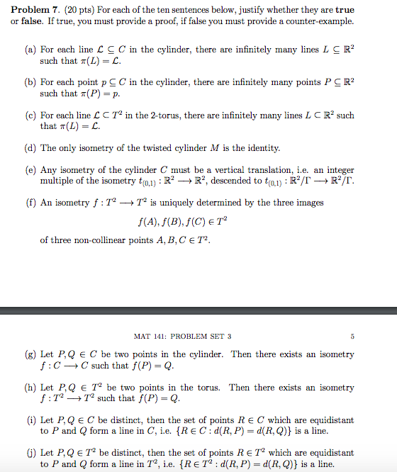 Problem 7 Pts For Each Of The Ten Sentences Chegg Com