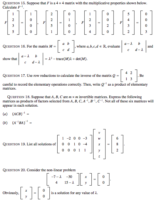 Solved QUESTION 1. A matrix M is shown below (a) Show that | Chegg.com
