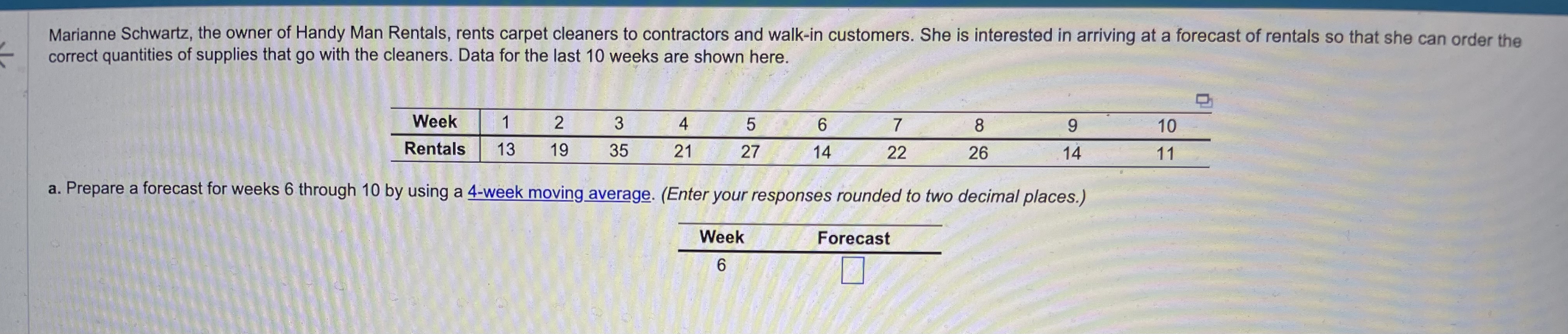 Solved Marianne Schwartz, the owner of Handy Man Rentals,