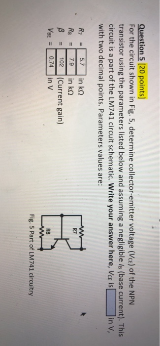 Solved Question 5 [20 points] For the circuit shown in Fig. | Chegg.com