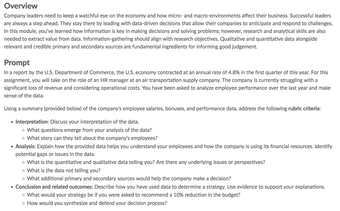 Solved Overview Company leaders need to keep a watchful eye | Chegg.com