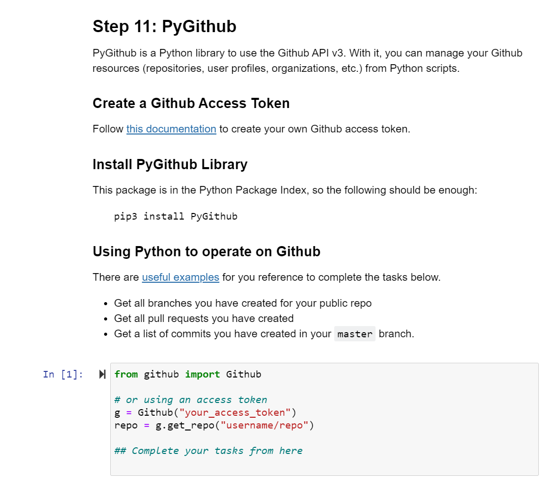 Solved Step 11: PyGithub PyGithub Is A Python Library To Use | Chegg.com