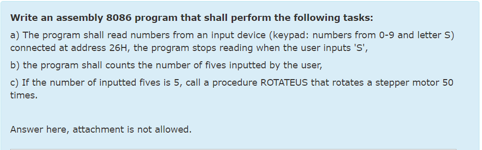 Solved Write An Assembly 8086 Program That Shall Perform The | Chegg.com