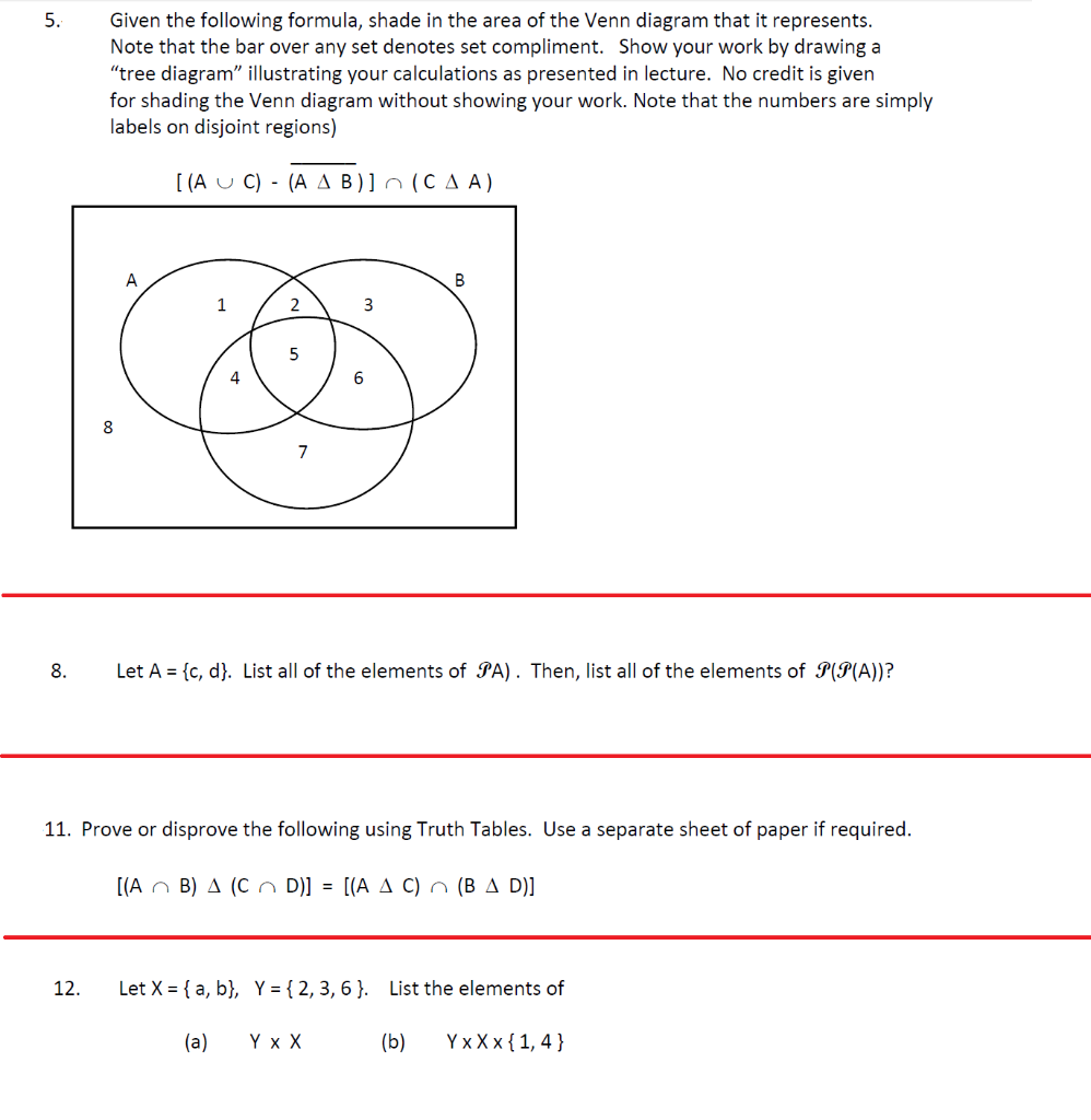 Solved 5. Given the following formula, shade in the area of | Chegg.com