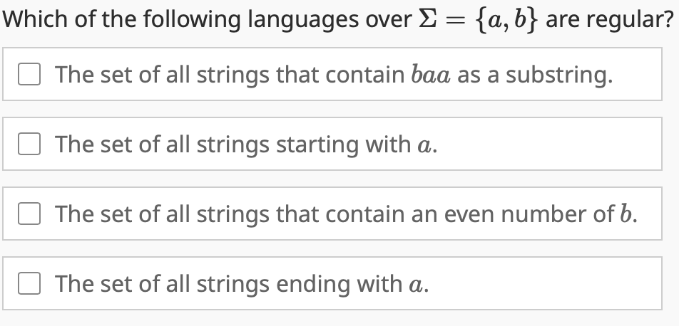 Solved Which of the following languages over \\( | Chegg.com