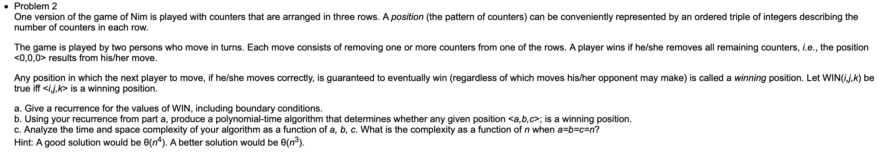 Solved • Problem 2 One version of the game of Nim is played | Chegg.com