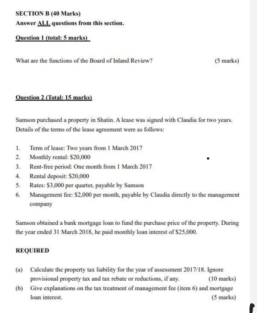 Solved SECTION B (40 Marks) Answer ALL Questions From This | Chegg.com