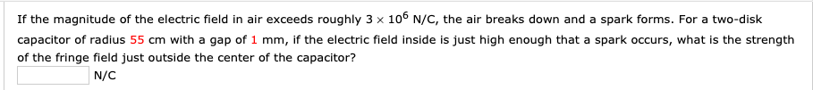 Solved If the magnitude of the electric field in air exceeds | Chegg.com