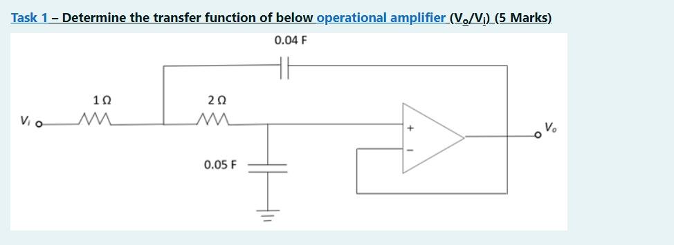 Solved Task 1 - Determine the transfer function of below | Chegg.com