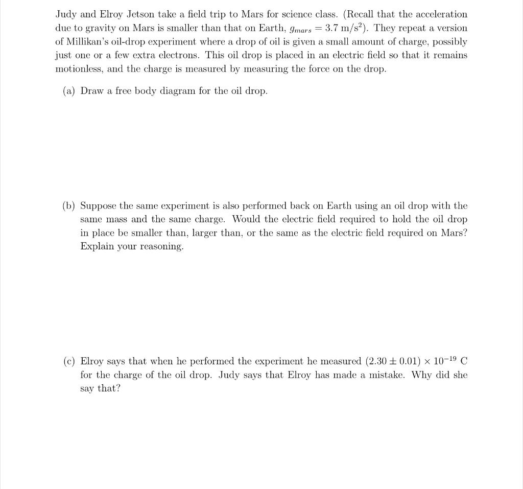 Solved Judy and Elroy Jetson take a field trip to Mars for