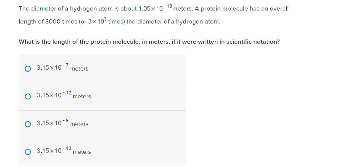 Solved The diameter of a hydrogen atom is about 1.05 x 1010