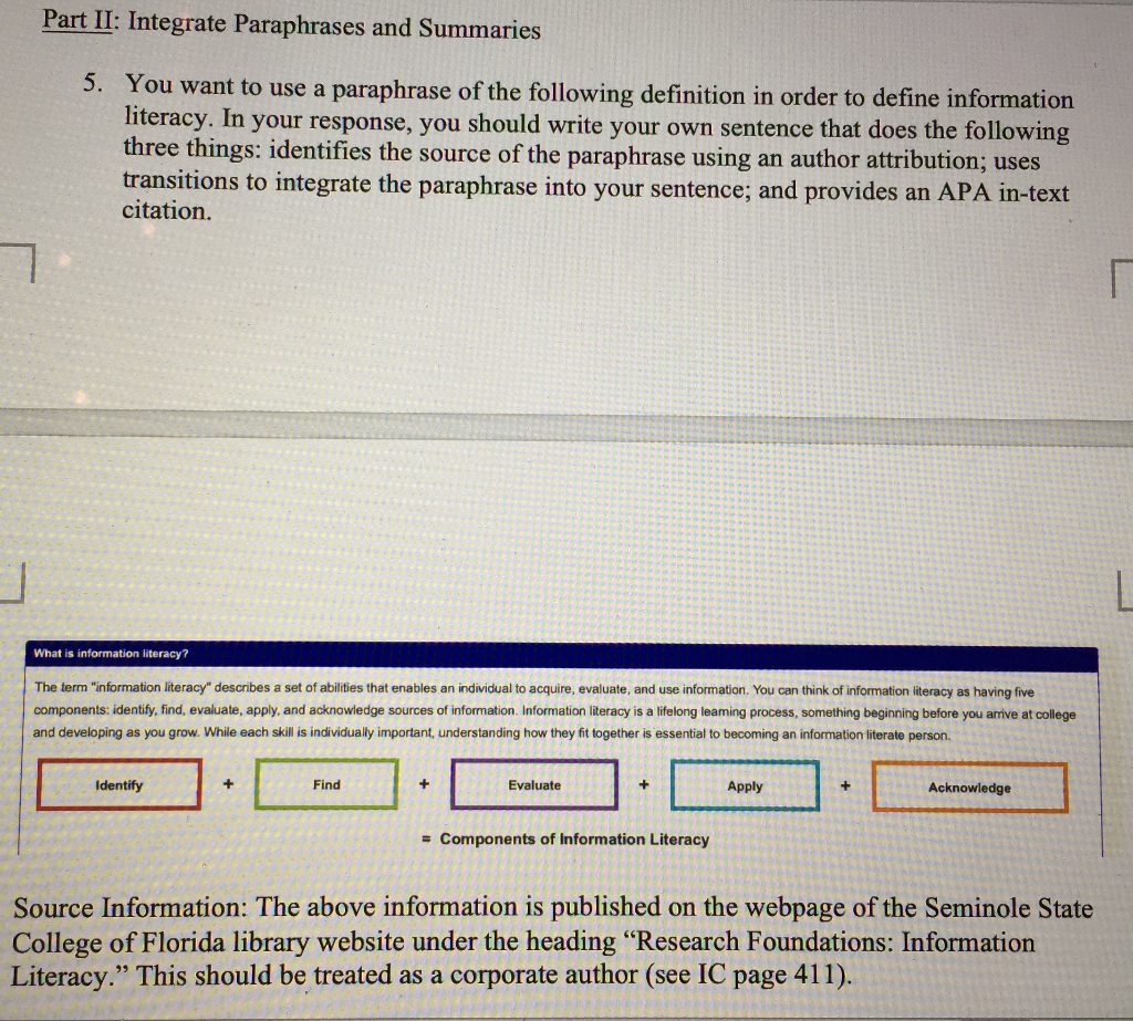 English Class 180 Integrate Paraphrases And Summar Chegg Com