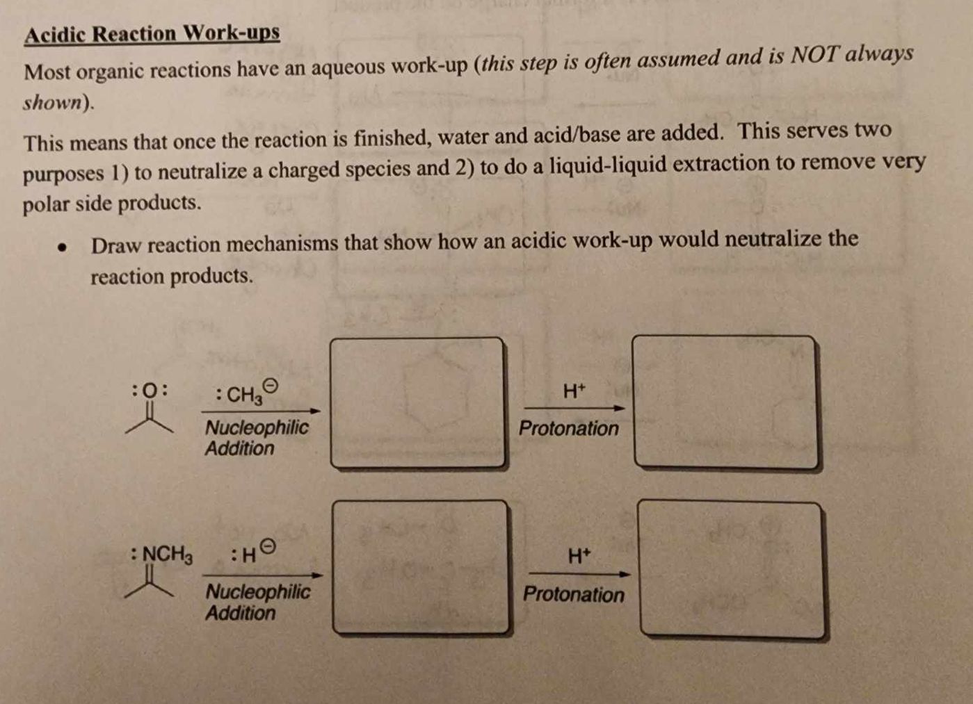 Solved Acidic Reaction Work-upsMost organic reactions have | Chegg.com