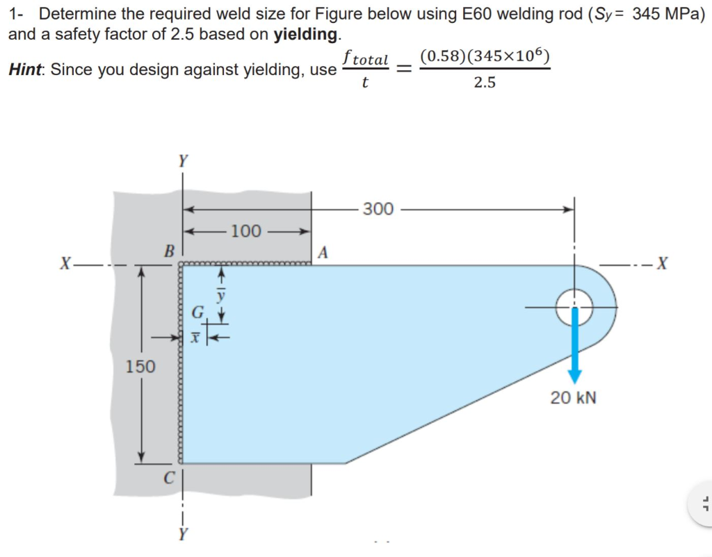 Solved 1- Determine The Required Weld Size For Figure Below | Chegg.com