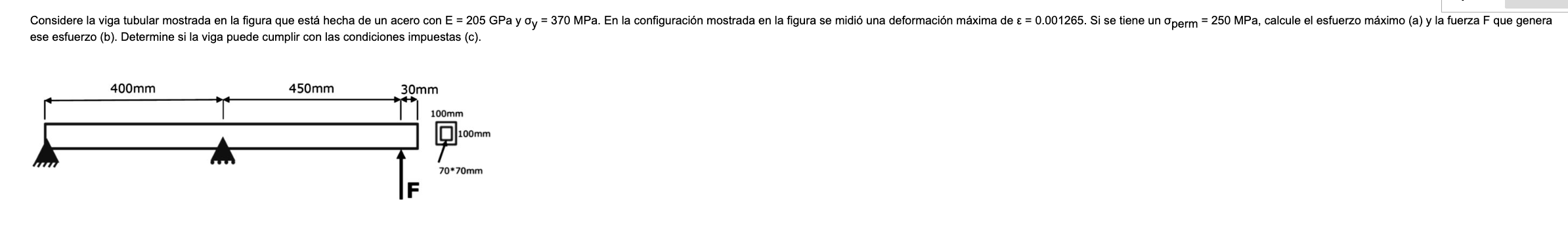 ese esfuerzo (b). Determine si la viga puede cumplir con las condiciones impuestas (c).