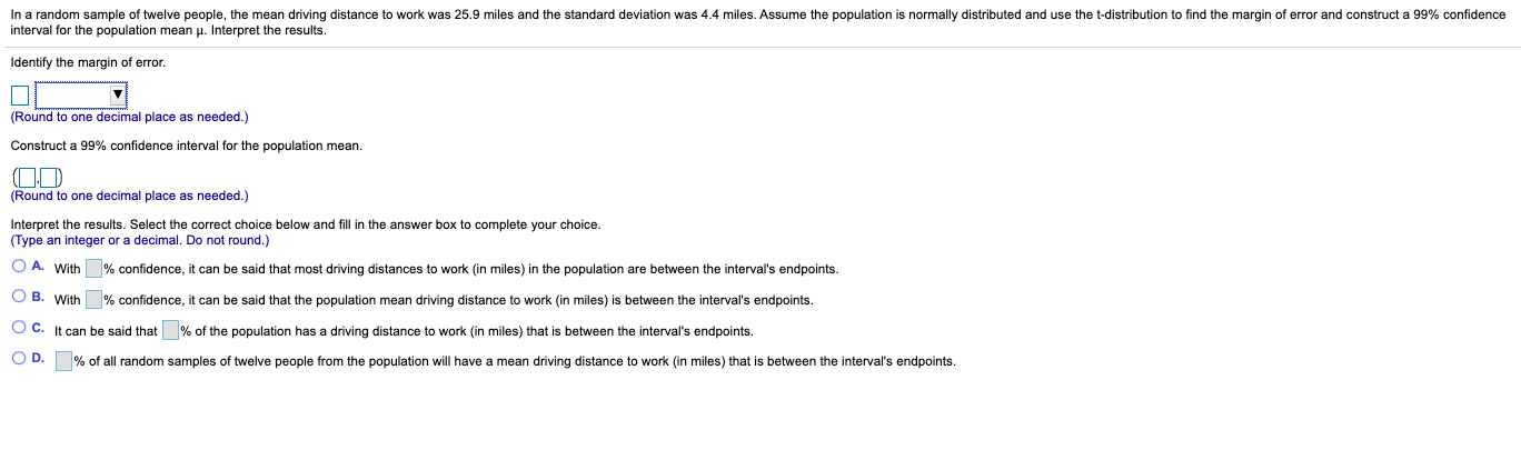 Solved In A Random Sample Of Twelve People, The Mean Driving 