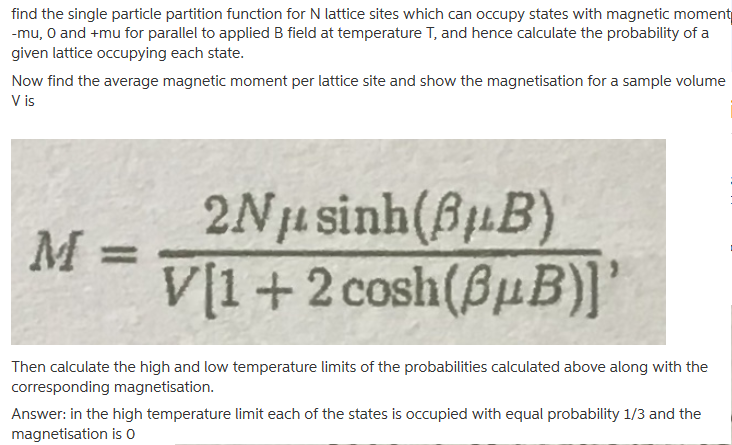 Solved find the single particle partition function for N | Chegg.com