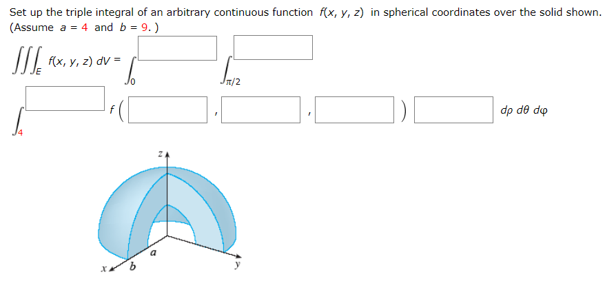 Solved Set up the triple integral of an arbitrary continuous | Chegg.com