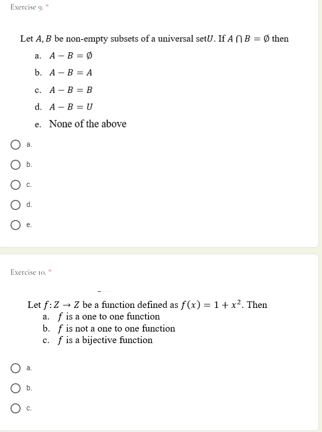 Solved Exercise 9 Let A B Be Non Empty Subsets Of A U Chegg Com