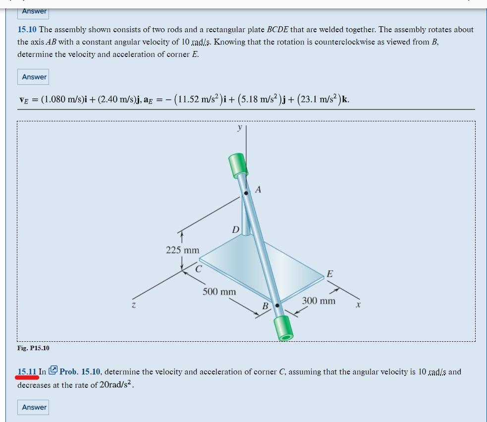 Solved Answer 15.10 The assembly shown consists of two rods | Chegg.com