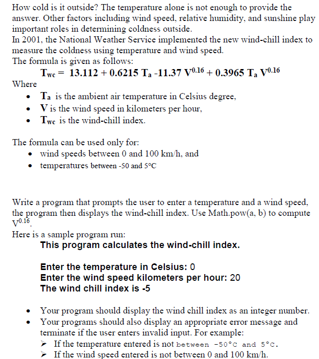 Solved How cold is it outside? The temperature alone is not | Chegg.com