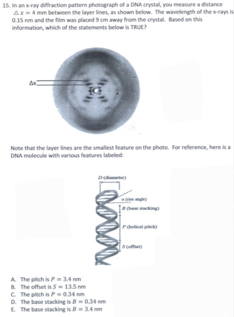 15. In An X-ray Diffraction Pattern Photograph Of A 