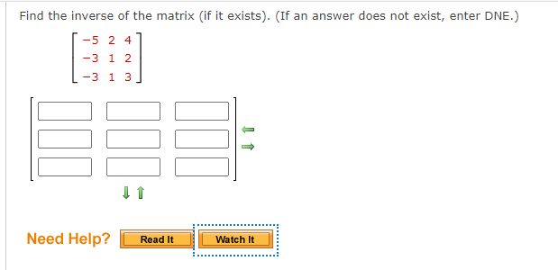 Solved Find the inverse of the matrix (if it exists). (If an | Chegg.com