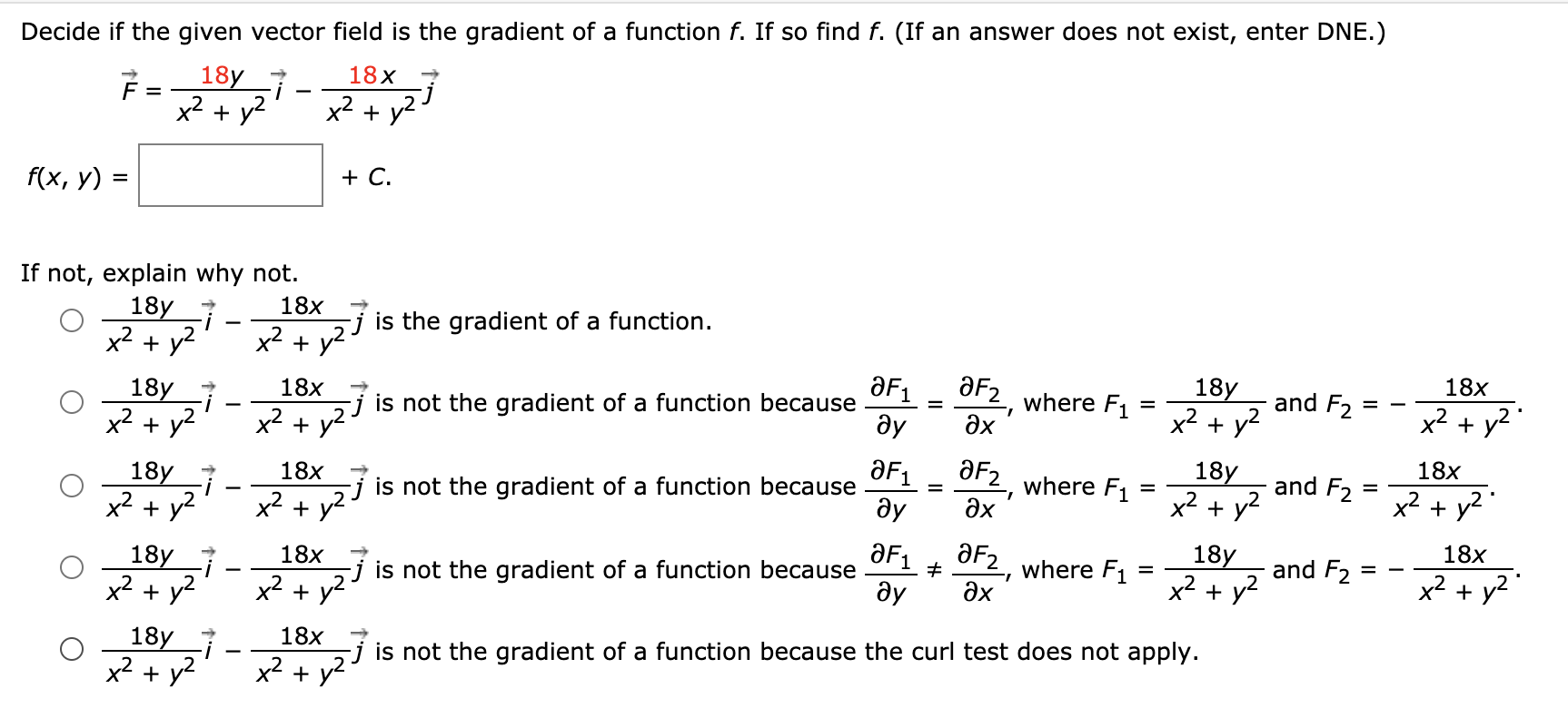 Solved Decide if the given vector field is the gradient of a | Chegg.com