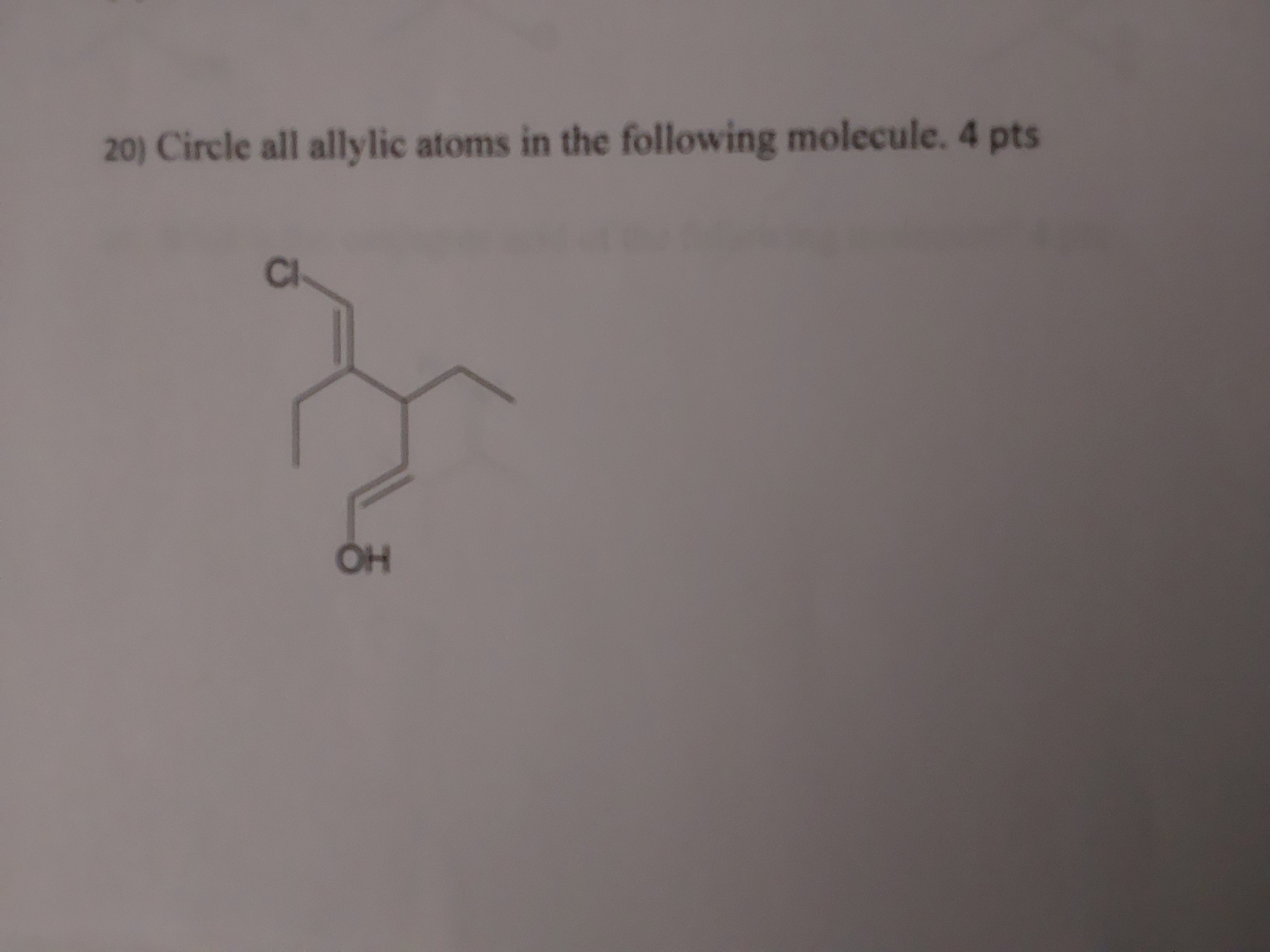 Solved 20) Circle all allylic atoms in the following | Chegg.com