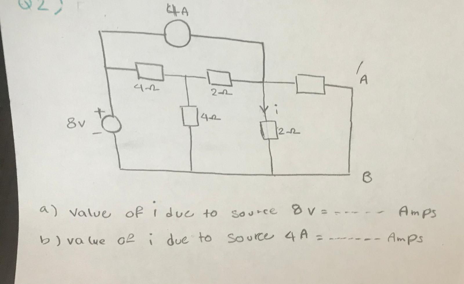 Solved CHA 4-0- 2-12 8v 122 B Amps A) Value Of I Due To | Chegg.com