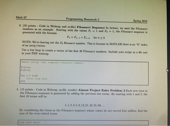 Solved Math 07 Programming Homework 2 Spring 2018 3. (10 | Chegg.com