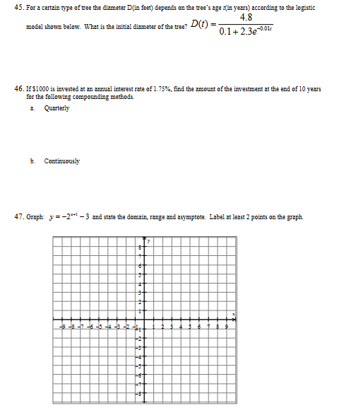 Solved 45. For a certain type of tree the diameter D(in | Chegg.com