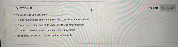 Solved QUESTION 12 1 points Save Answer A muscle motor unit | Chegg.com