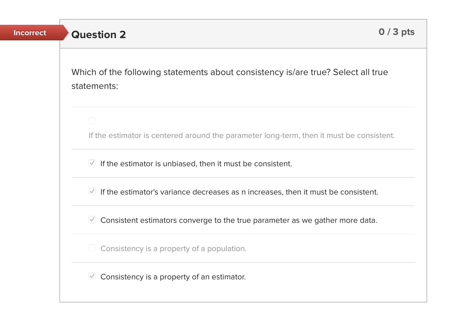 Solved Which of the following statements about consistency | Chegg.com