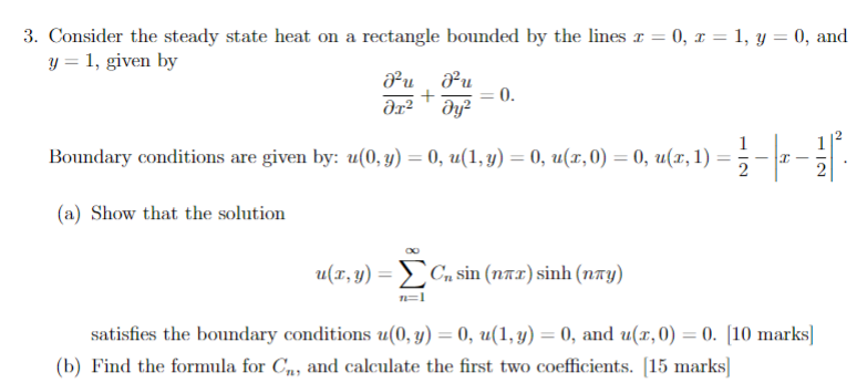 Solved Consider the steady state heat on a rectangle bounded | Chegg.com