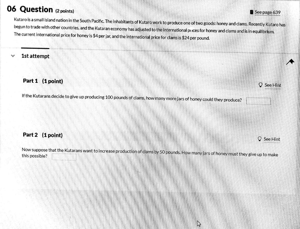 Solved 06 Question (2 points) See page 639 Kutaro is a small | Chegg.com