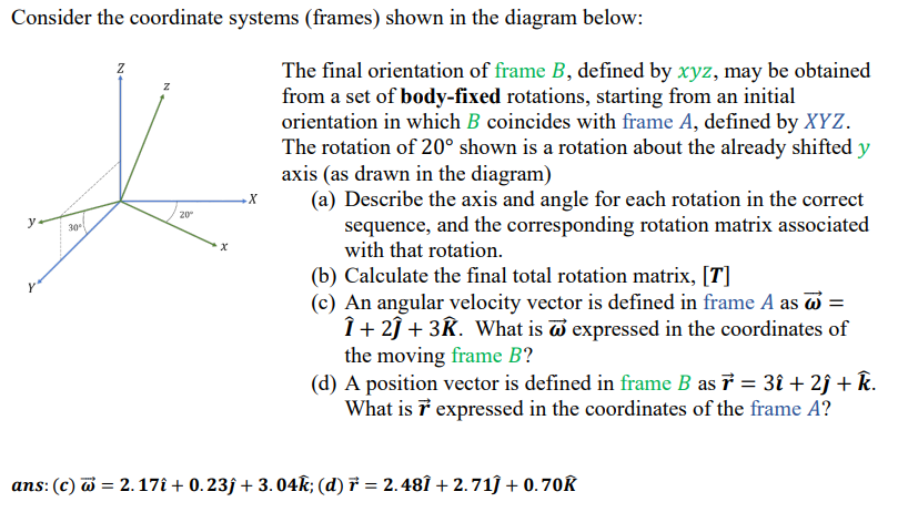Consider the coordinate systems (frames) shown in the | Chegg.com