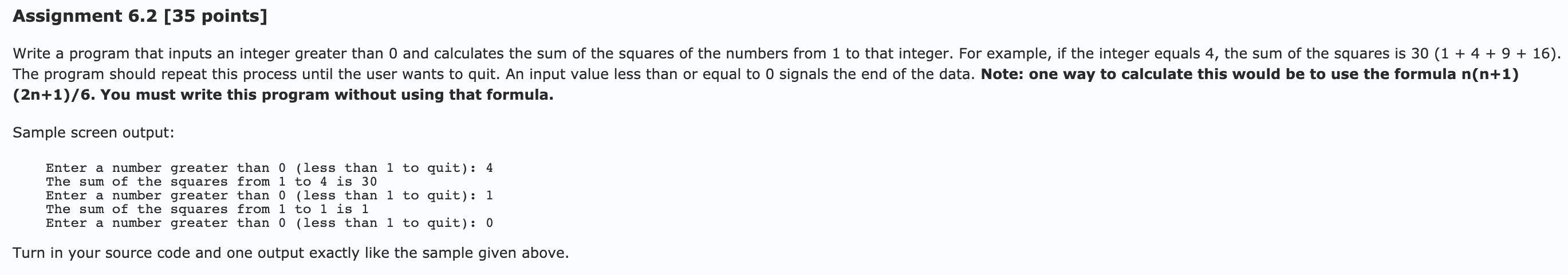 Solved Assignment 6.2 [35 points] Write a program that | Chegg.com