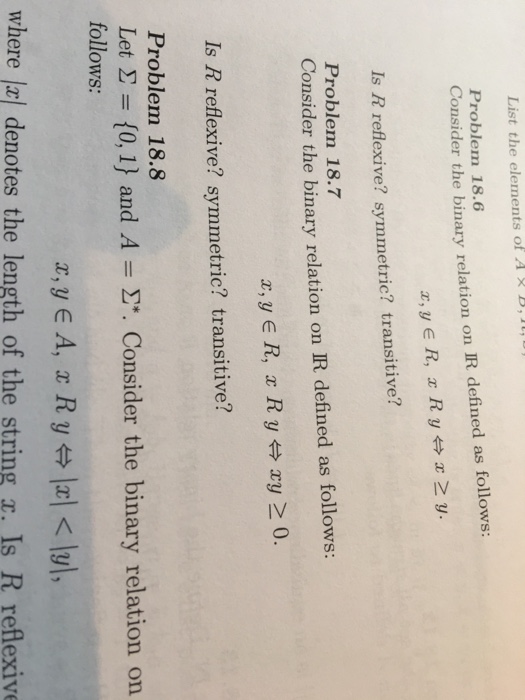 Solved Consider The Binary Relation On R Defines As Follows: | Chegg.com