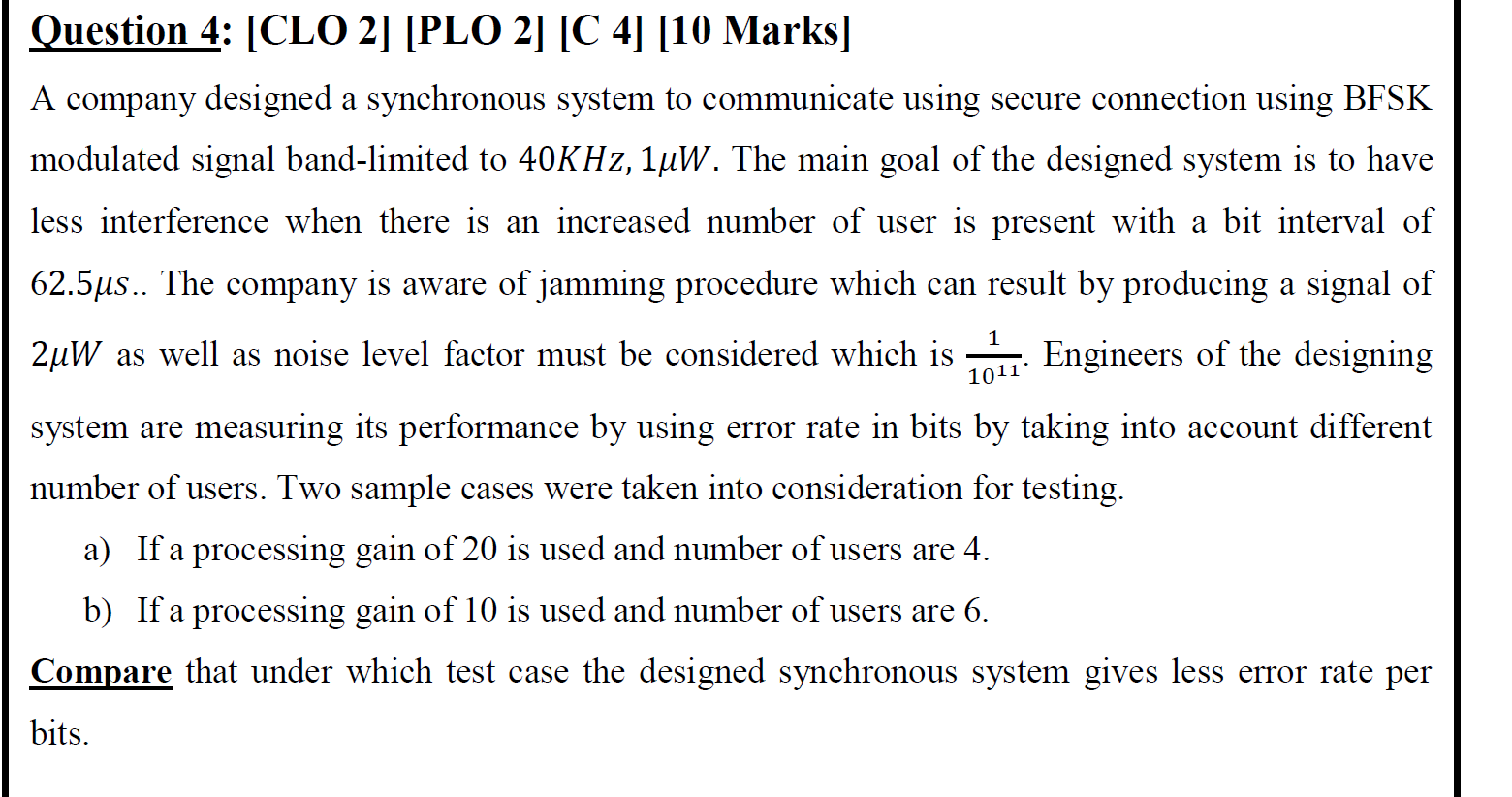 Question 4: [CLO 2] [PLO 2] [C 4] [10 Marks] A | Chegg.com