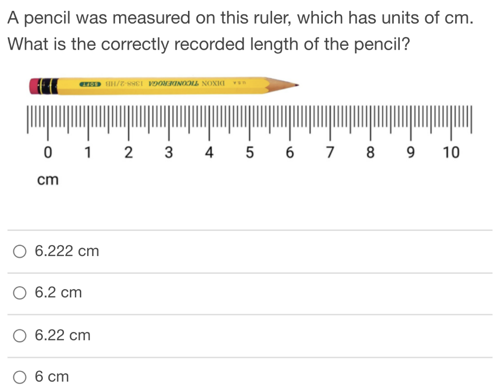 Solved A pencil was measured on this ruler, which has units